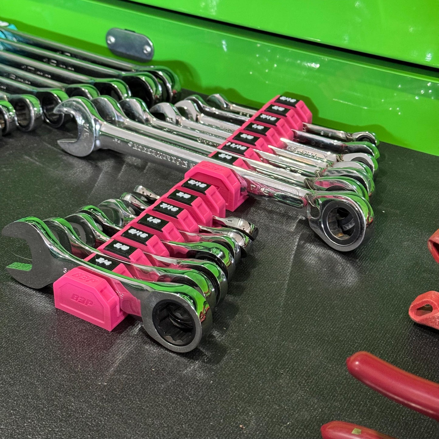 Modular Magnetic Wrench Holder | High Visibility Wrench Organizer | SAE & Metric Toolbox Drawer Storage