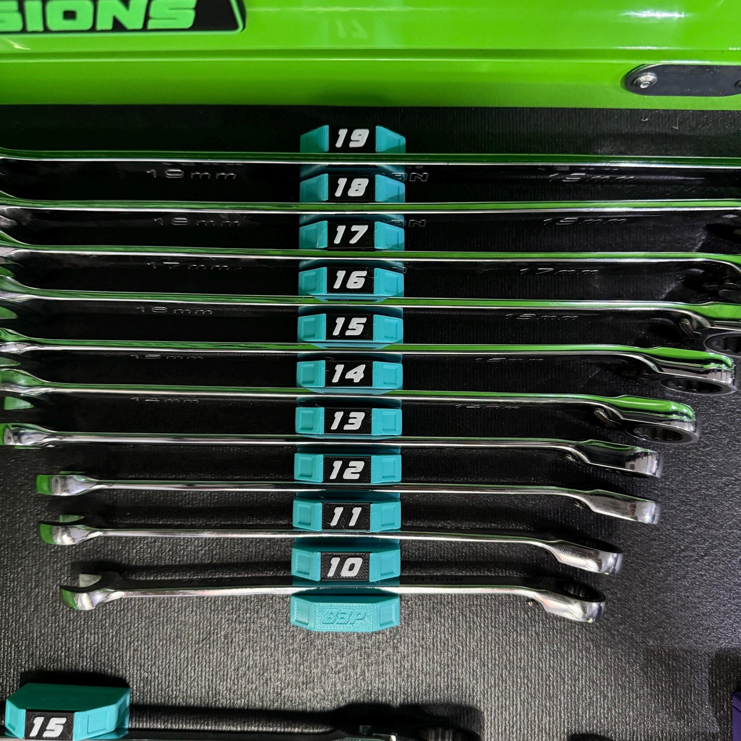Modular Magnetic Wrench Holder | High Visibility Wrench Organizer | SAE & Metric Toolbox Drawer Storage