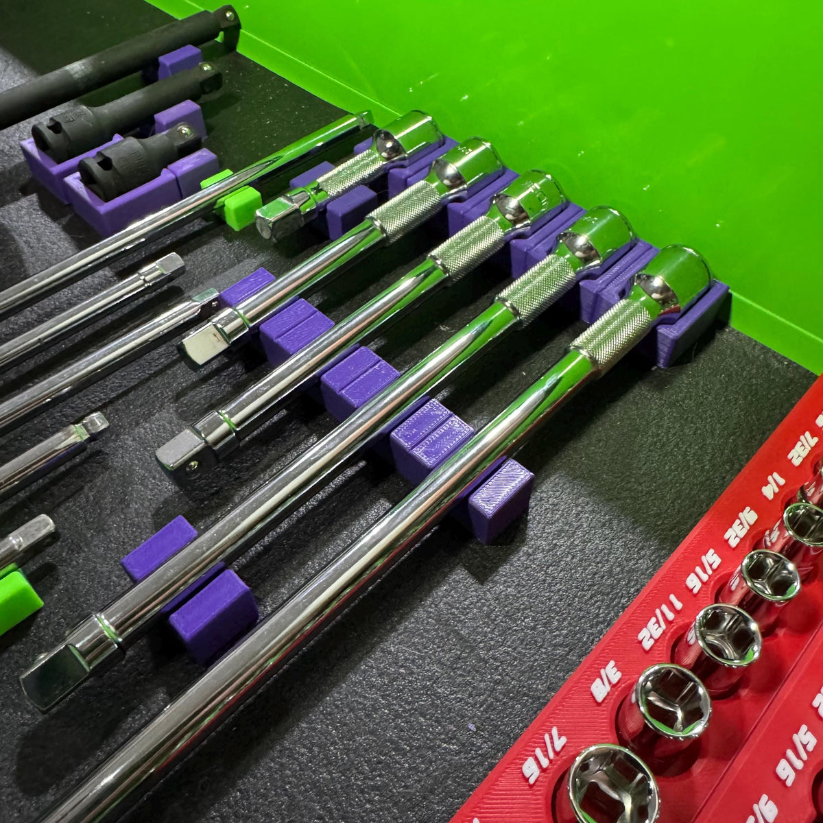 Magnetic Socket Extension Holder | Ratchet Extension Organizer | Modular Toolbox Tool Organizer