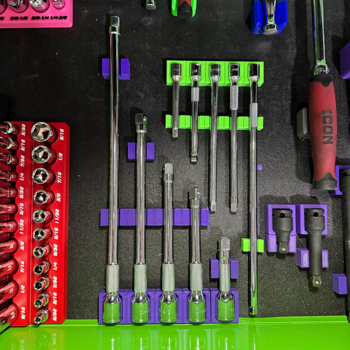 Magnetic Socket Extension Holder | Ratchet Extension Organizer | Modular Toolbox Tool Organizer