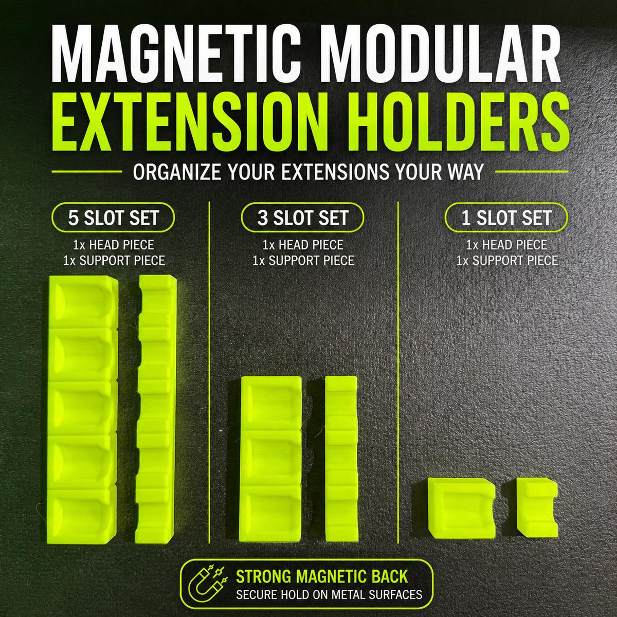 Magnetic Socket Extension Holder | Ratchet Extension Organizer | Modular Toolbox Tool Organizer