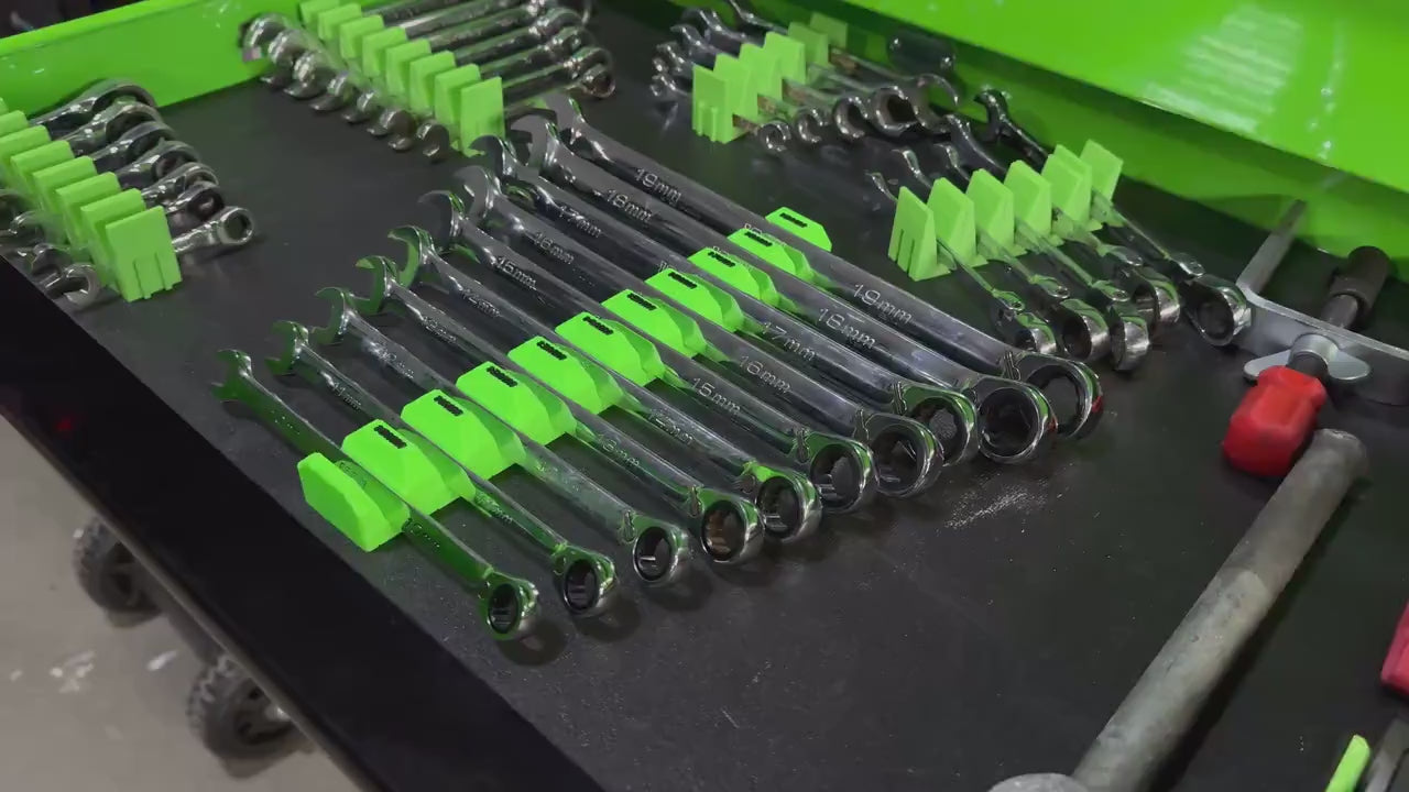 Labeled Wrench Holder – Modular Magnetic Wrench Organizer for Toolboxes