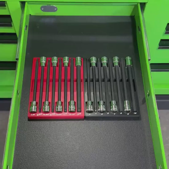 ICON Long Hex Bit Socket Holder | SAE & Metric Socket Organizer | Fits Regular and Ball End | Magnetic Tool Tray