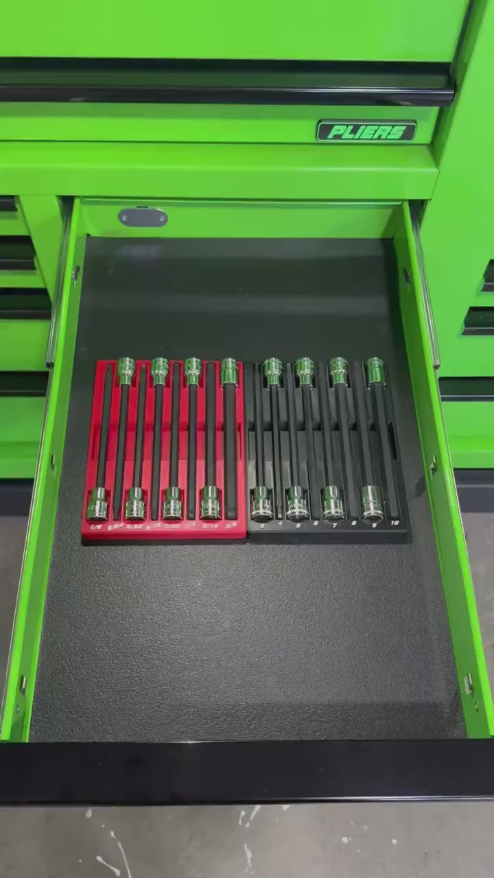 ICON Long Hex Bit Socket Holder | SAE & Metric Socket Organizer | Fits Regular and Ball End | Magnetic Tool Tray