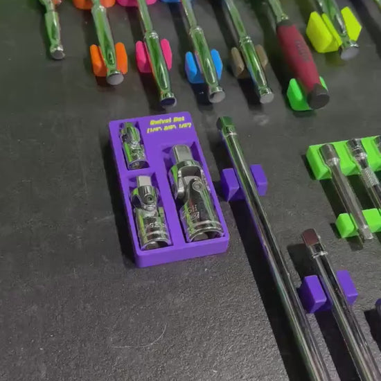 Magnetic Swivel Socket Organizer | Universal Joint Holder | 1/4, 3/8 & 1/2 Drive Toolbox Storage