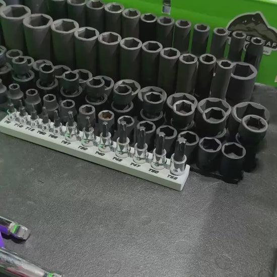 Magnetic Torx Socket Holder | 7 or 12 Slot Torx Bit Organizer | 1/4 & 3/8 Drive Toolbox Storage