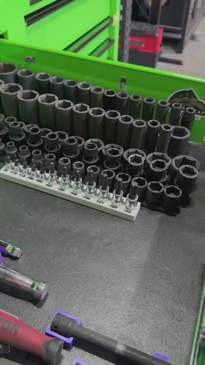 Magnetic Torx Socket Holder | 7 or 12 Slot Torx Bit Organizer | 1/4 & 3/8 Drive Toolbox Storage