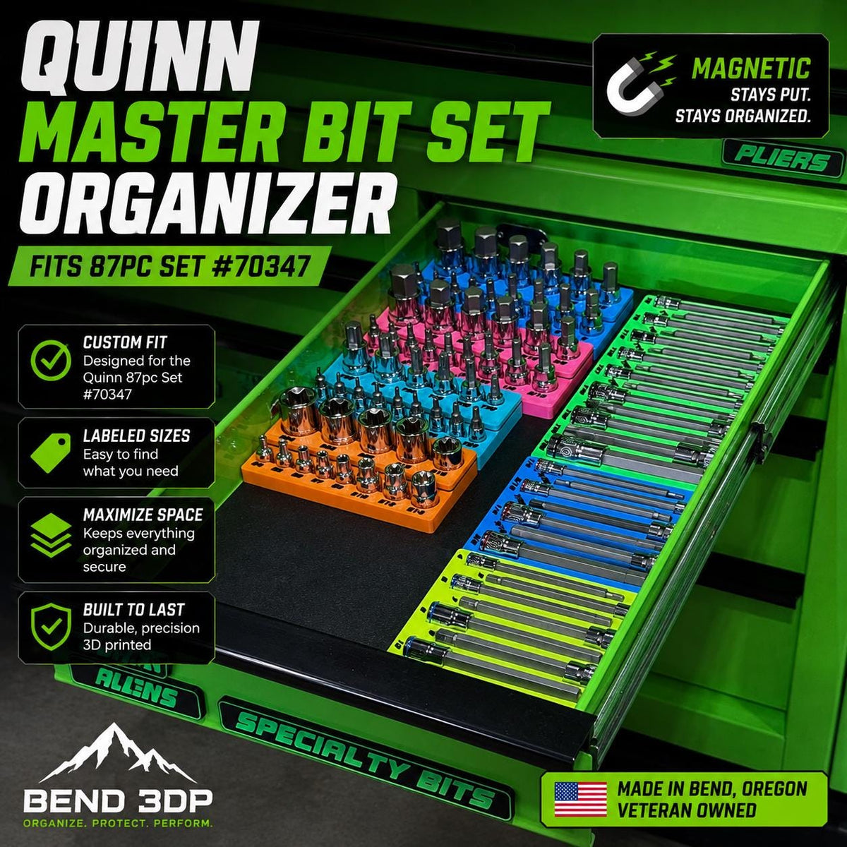 Quinn 87-piece set #70347 in colorful magnetic organizers