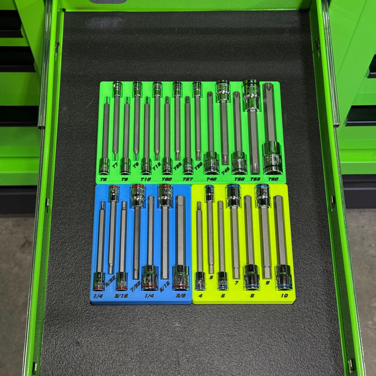 Quinn extended bit socket organizers